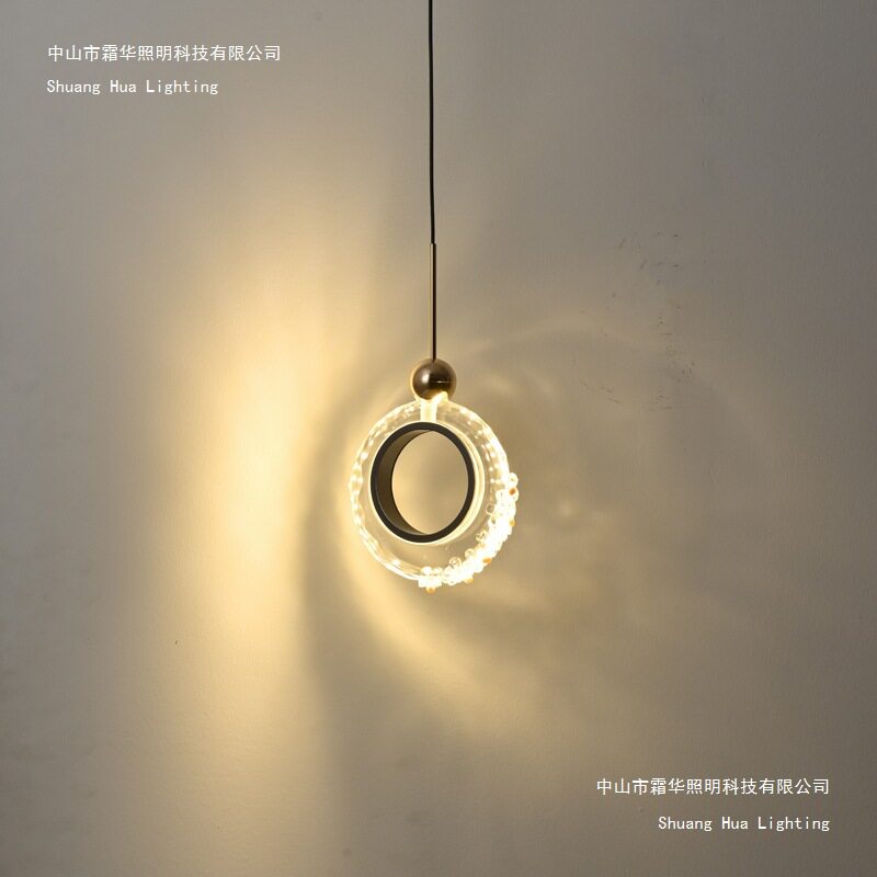 后现代轻奢床头吊线灯意式高级感卧室氛围感垂线灯水晶耳环小吊灯