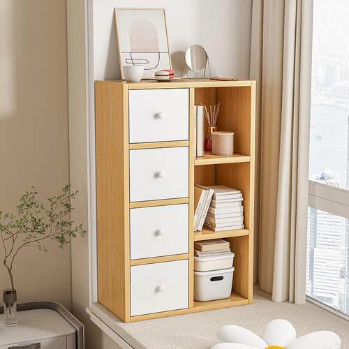 飘窗收纳柜书架卧室阳台杂物柜落地置物柜小书柜窗台靠墙矮柜储物