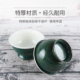 加厚搪瓷碗米饭碗汤碗喝粥碗面碗防烫老式高脚碗珐琅瓷复古铁大碗