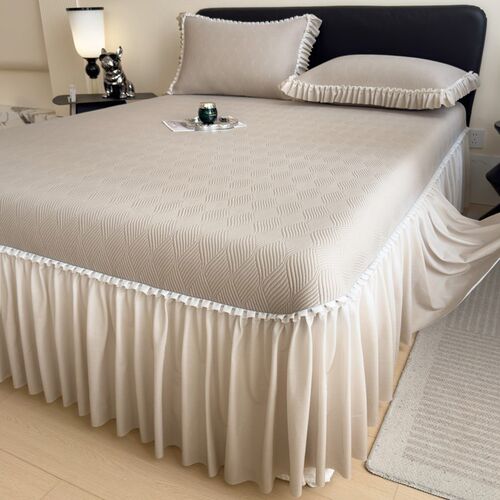 2025新款夏天冰丝凉席三件套可机洗夏季超凉感床裙款冰豆豆软席子