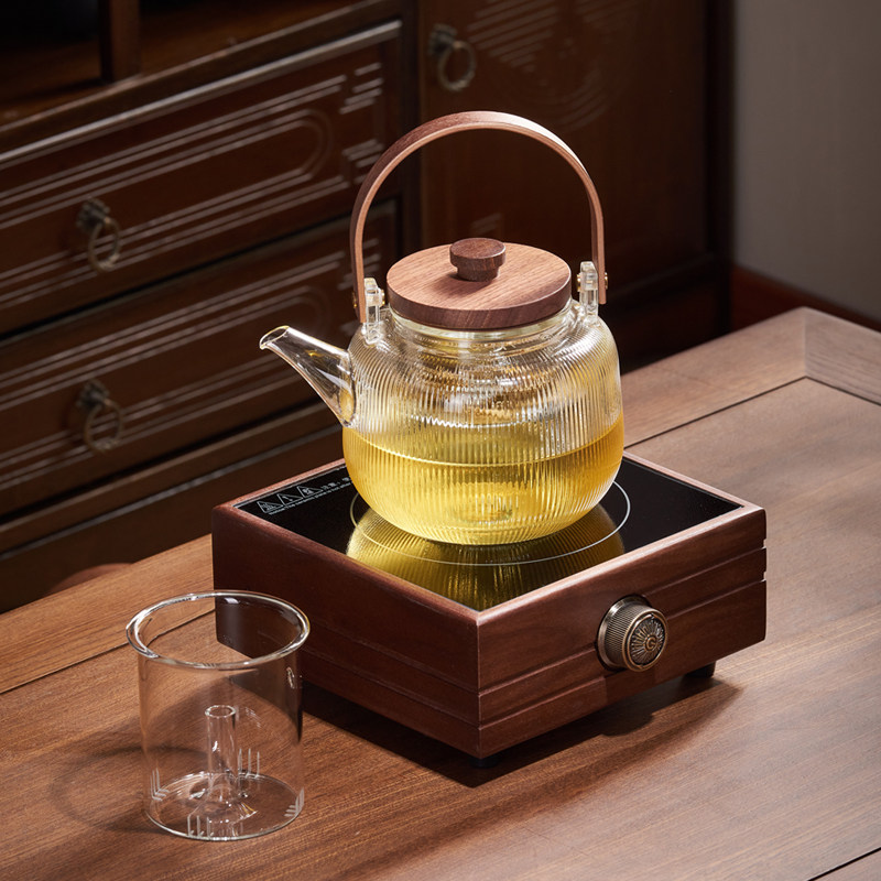 古道品茗 胡桃木电陶炉煮茶器玻璃烧水壶白茶煮茶壶小型电热茶炉,餐饮具,茶壶,淘宝优惠券,粉丝福利购,淘宝优惠卷