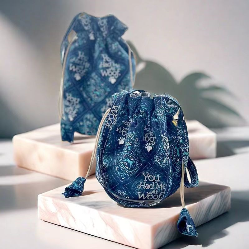 圆底抽绳束口袋8-7非成品手工布艺DIY材料包底17CM可提可背束口包