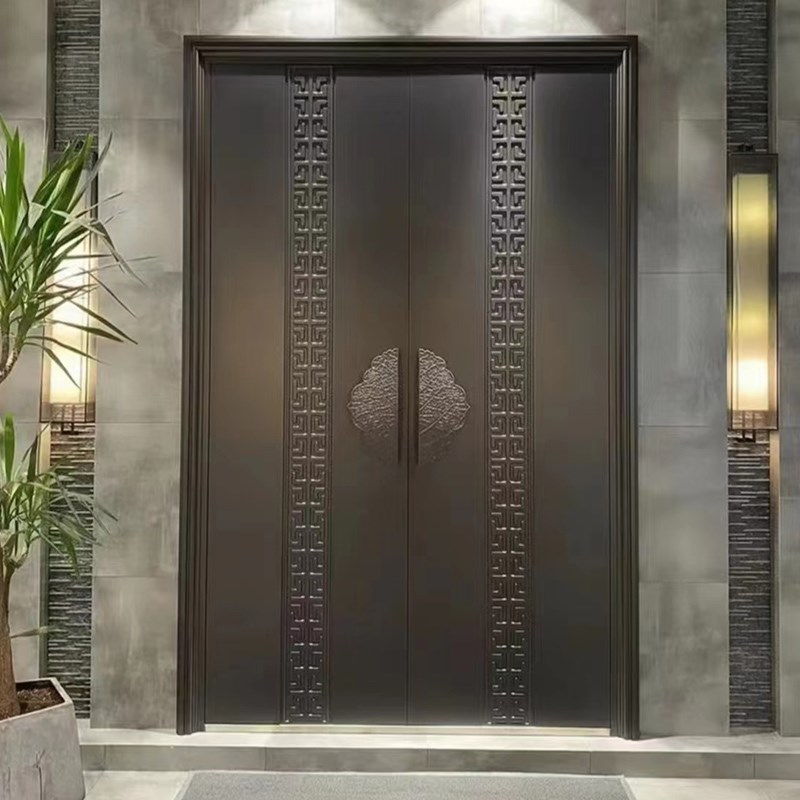 铸铝门别墅大门农村自建房家用进户门双开防盗门防爆门中式入户门