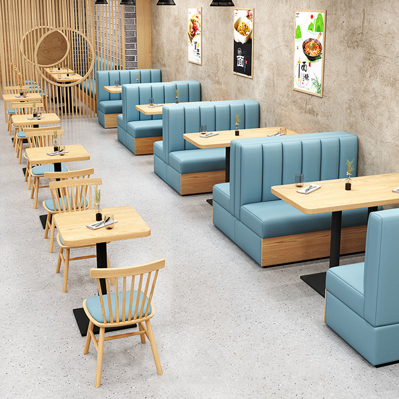 实木面馆麻辣烫小吃水饺奶茶早餐店炸串披萨汉堡店快餐厅桌椅组合