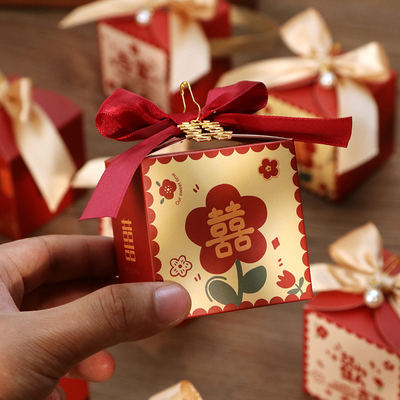 糖盒结婚喜糖盒婚礼手提礼盒高级小众糖果包装盒喜糖袋子纸盒空盒