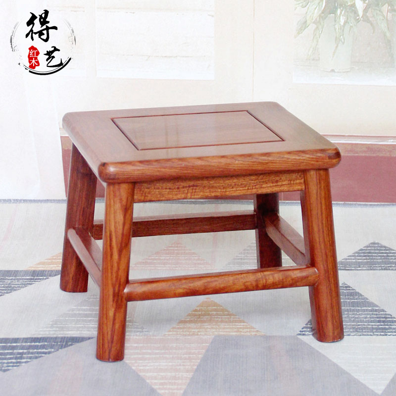 刺猬紫檀红木方凳花梨木实木矮凳家用客厅茶几儿童独板小凳子22cm