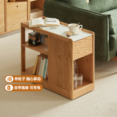 原始原素实木客厅边几现代简约岩板可移动边几客厅沙发边柜K7182