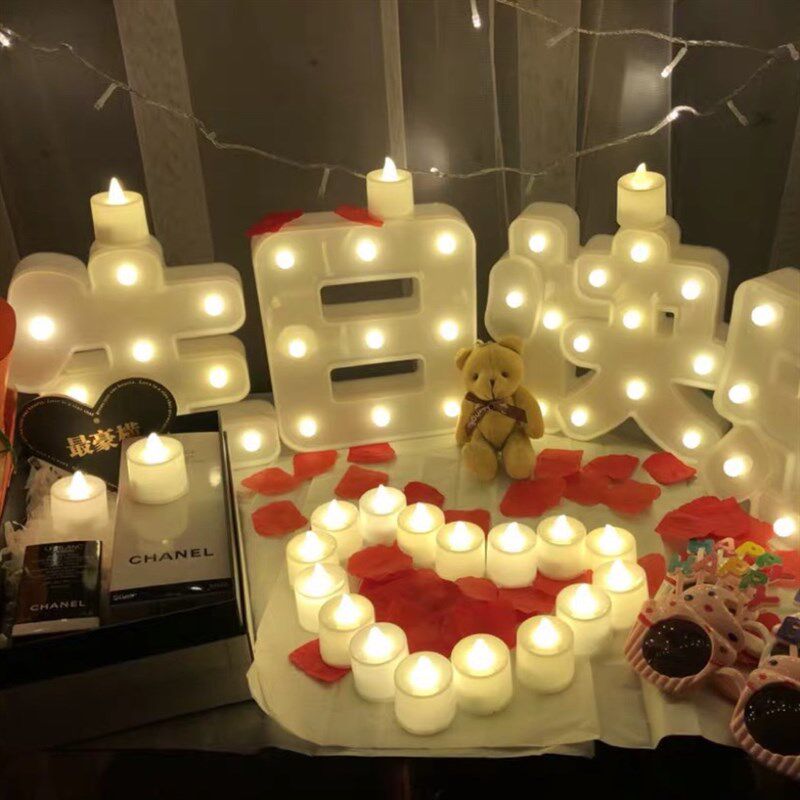 led电子蜡烛套装求婚表白生日惊喜浪漫无烟爱心道歉告白情侣武汉