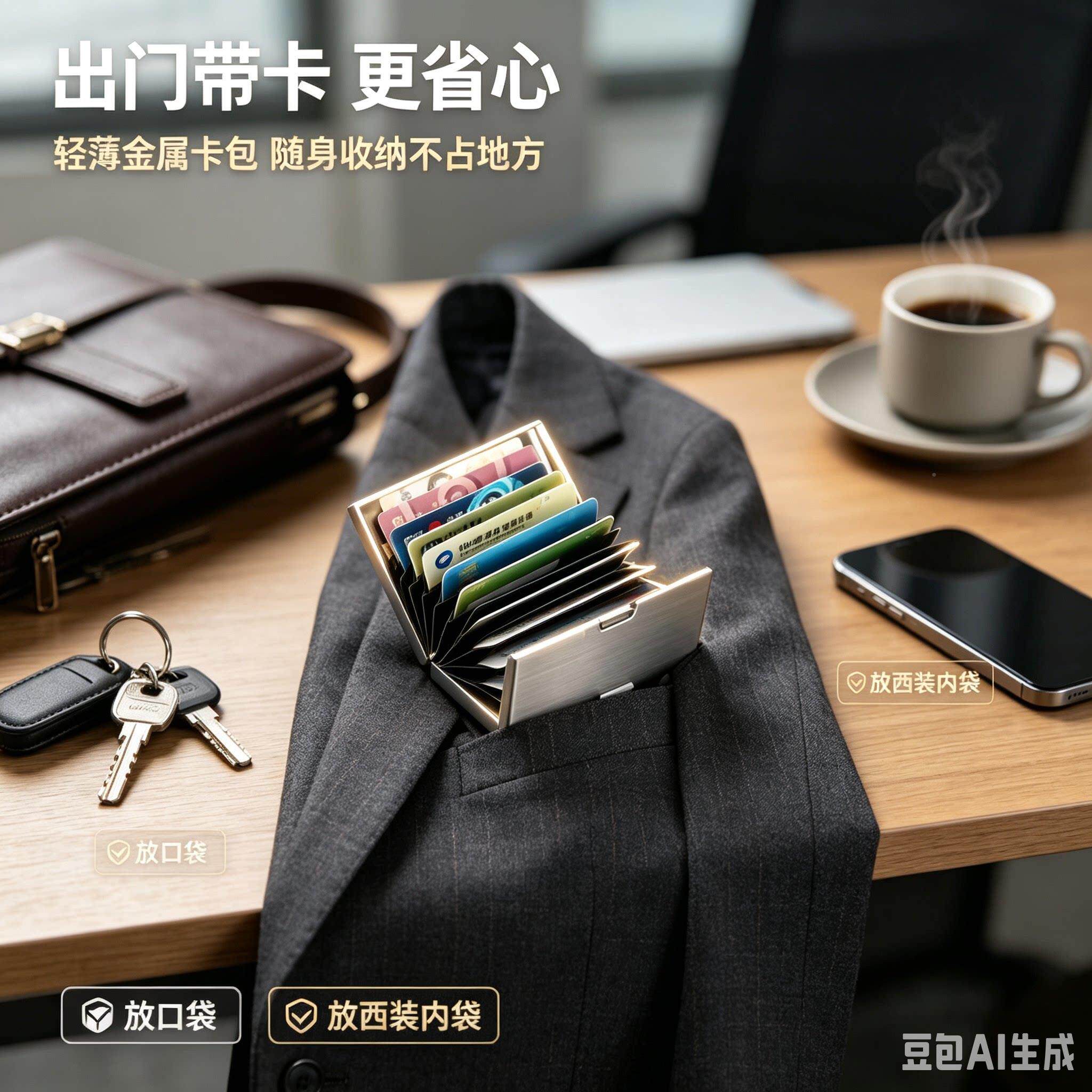 【下单立减5014870】卡盗刷金属卡包不锈钢片包消磁防小巧卡盒卡