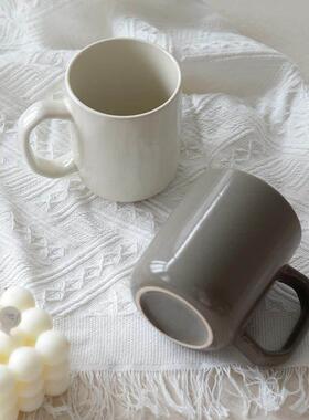 日式红色马克杯女咖啡杯家用高颜值简约水杯情侣杯子陶瓷纯色宿舍