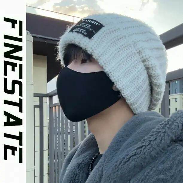 大头围粗针织帽冬季毛线帽子保暖冷帽加绒男生韩版加厚堆堆帽加绒