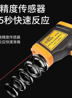 玛红外线测温仪精度温高度计工业测温枪AR320电子油水温希枪厨房