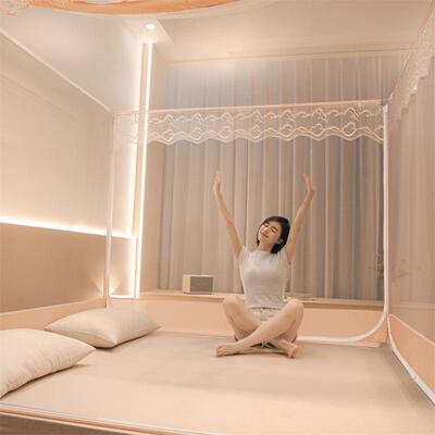 安装蒙包防蚊支架家用加密免加厚古床帘波浪bl001款学儿童简约型