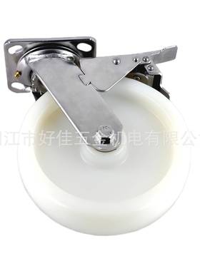 源HJ802920头工厂直供8X重2型3双04不锈钢平板刹全车尼龙脚轮