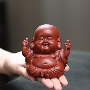 工佛厂直供宜兴ELM砂供笑口摆紫常开开心茶宠摆件茶具茶盘件创意
