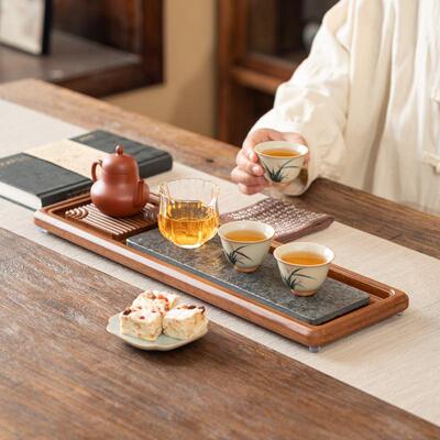 乌金石重茶重盘83481家用功竹小夫茶具茶海竹长方干泡台排水式茶