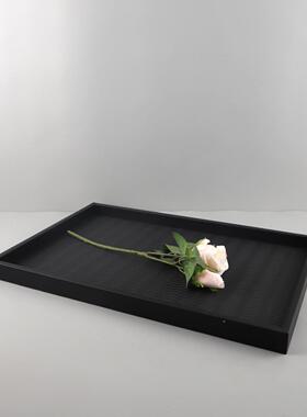 欧式轻革长WQW方形香薰玄装饰托盘皮卧室关酒店电视柜奢软装家居