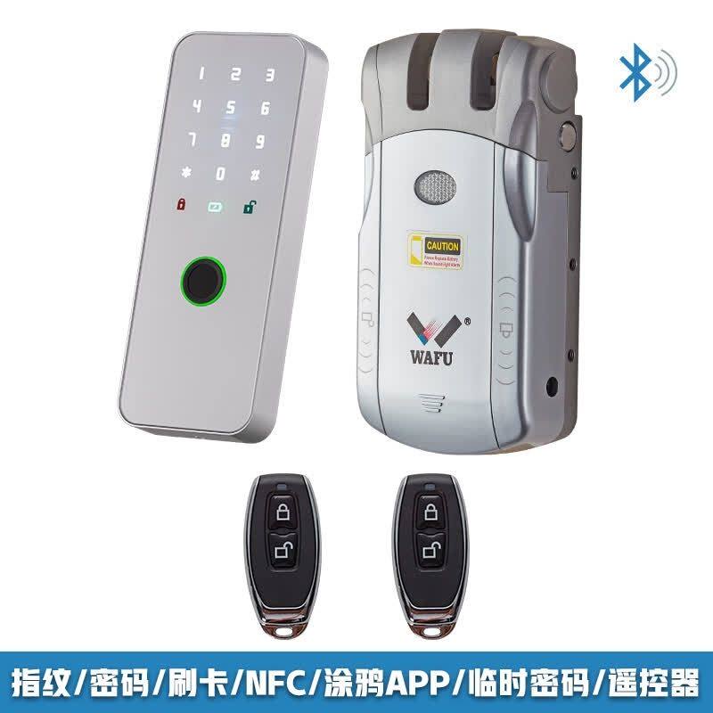 指纹密码带勾隐形门智能锁遥控防盗暗锁平移门老虎老式锁远程开锁