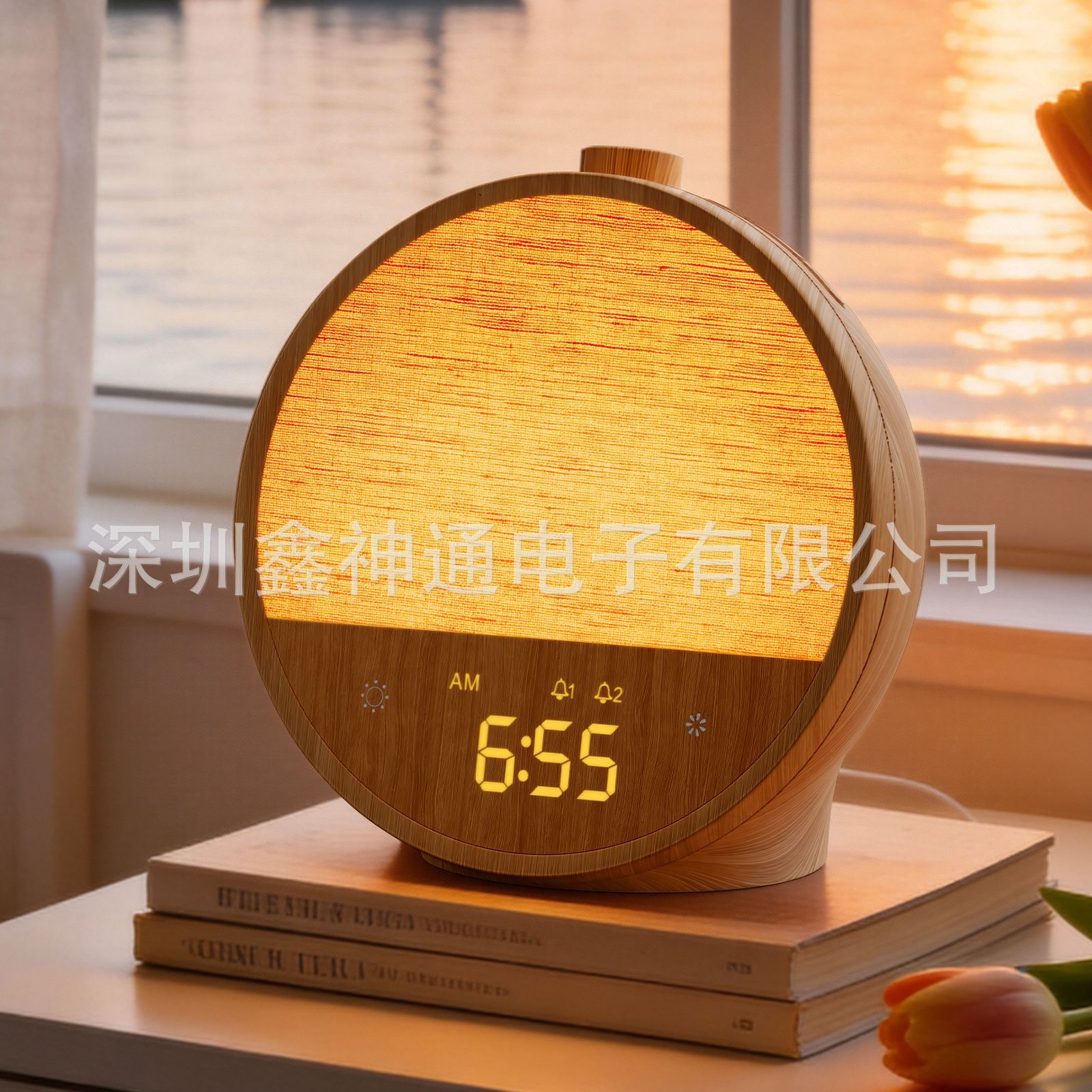 2026新品护眼床头唤醒灯双闹钟白噪音触摸小夜灯唤醒灯七彩灯阅读