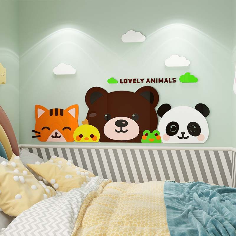 儿童房墙面装饰动物贴纸墙贴男女孩3d立体卧室床头房间布置背景墙,家居饰品,软装墙贴,淘宝优惠券,粉丝福利购,淘宝优惠卷