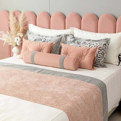 天空之城粉色系床巾旗抱枕设计软样板房装床品现RHG代酒店床尾靠