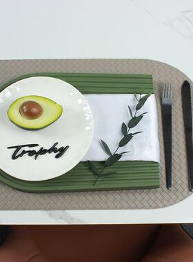 22N6菊花波盘配墨绿色水间纹垫板田园轻奢样板餐具套-装软装XPL摆