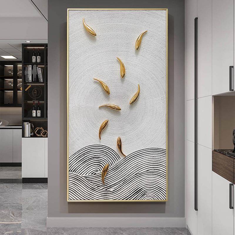 顺丰手绘轻装奢玄关饰简约客厅立抽象挂画体竖版TCC入画户走廊壁