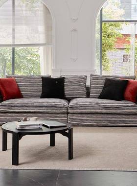 奥蒂姆沙发可洗GPF法复式古风极简客拆户厅小型条纹棉麻布艺直排