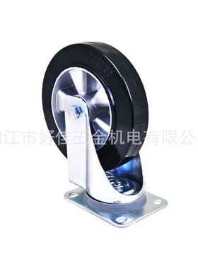 品20产050好佳X牌欧款重型静音200X50mm铝芯黑色万弹力橡胶向脚轮