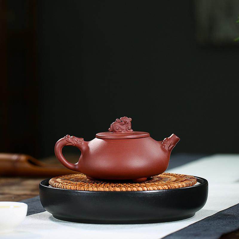 手宜兴名家紫砂壶绘作制原矿MH14K紫泥龙石茶瓢壶可网店