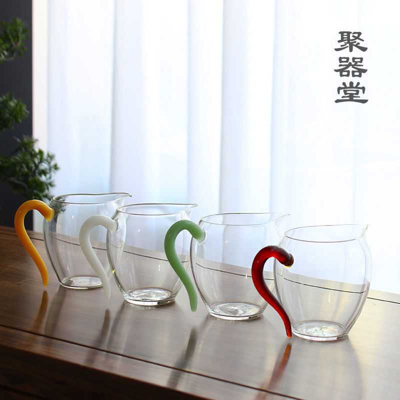 聚器堂透明耐高温玻璃鹰嘴玉把公道杯泡茶器手冲壶茶海分茶器单个
