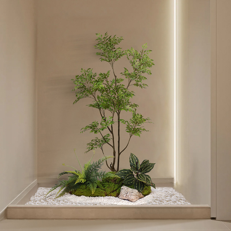 森空间仿真绿植造景玄关角落橱窗装饰诧寂风格软装微景观摆设假树