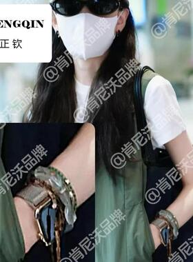 肯尼沃米兰尼斯表带适用苹果手表10表带iwatch磁吸不锈钢手腕带ap