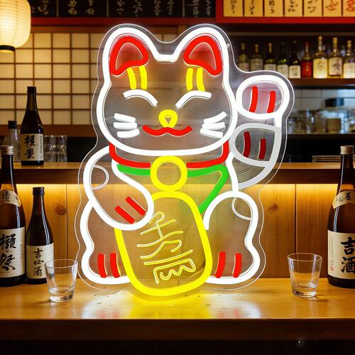 招财猫霓虹LED氛围灯牌