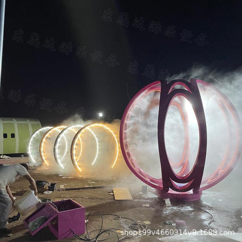 花瓣网红水雾装门户FNB外广场草坪景区不锈钢喷造旋转饰美雾陈摆