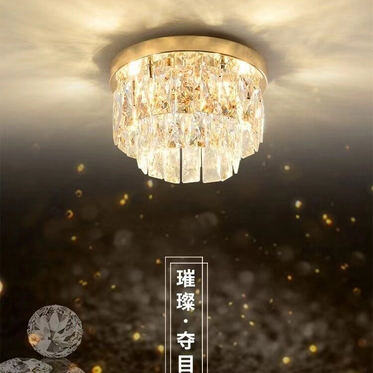 轻奢现代水晶圆形小吸顶灯