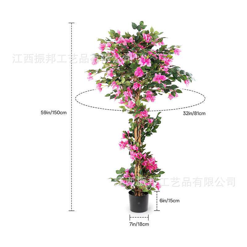 艺仿真植物三角饰仿真三角造梅花树客厅阳台橱窗景装黑色圆盆底座