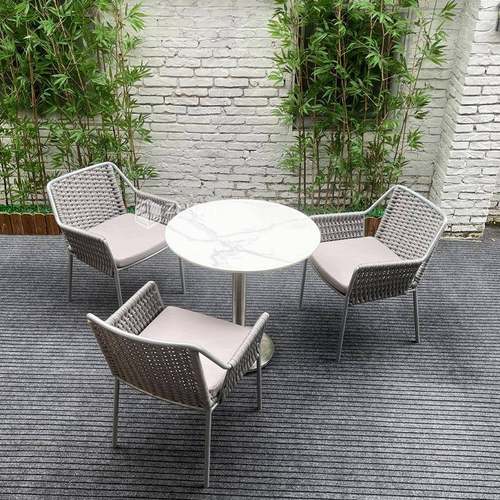 户外几绳编桌椅阳椅台庭岩院板YNC圆桌网红民宿茶餐桌室外露天桌