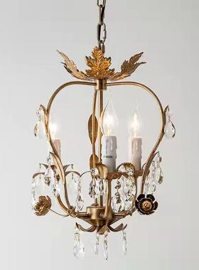 创意美式村铁艺水晶灯吊灯走廊卧室餐厅服装店台吧衣NHM帽间乡具