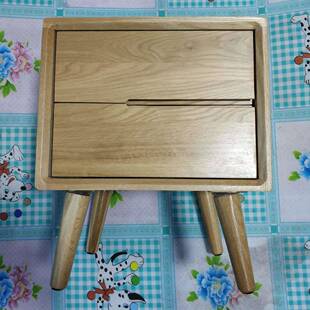 边实木床15986诗云床头柜实柜木卧室床柜头现货实用白橡木双抽床