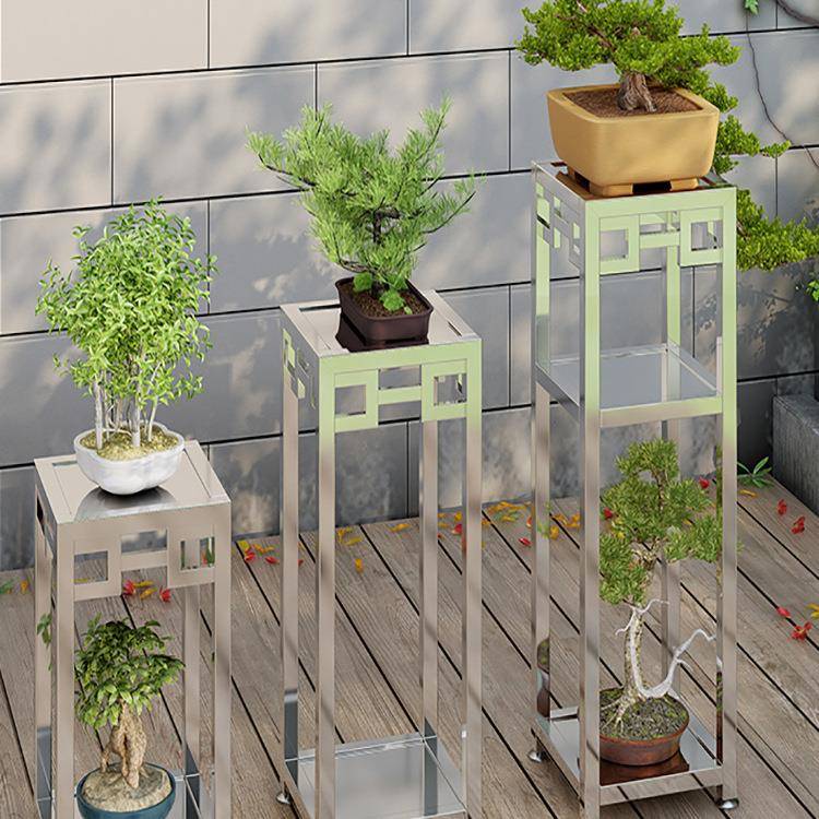 锈钢花架新中式盆景架底座室外304石放头不盆栽架子轻奢户985花t