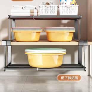 脸盆架收纳架孔浴室柜下卫生橱柜衣柜厨物房置架免打间悬985挂可