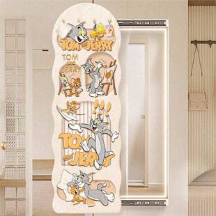 和老鼠推拉全镜奶镜油风暗藏式DQL子画隐形身穿衣镜猫壁画玄关装