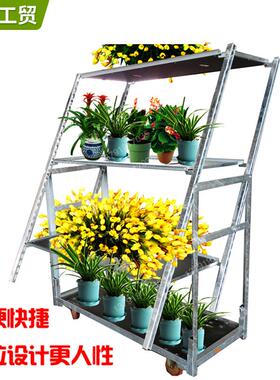 不锈钢架花货架落地式置物多铁架HVX子阳台室内艺层靠墙移动庭院