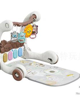 婴玩儿宝宝脚踏琴多功健身架音乐PUZ具二能合一学步车手推车早教