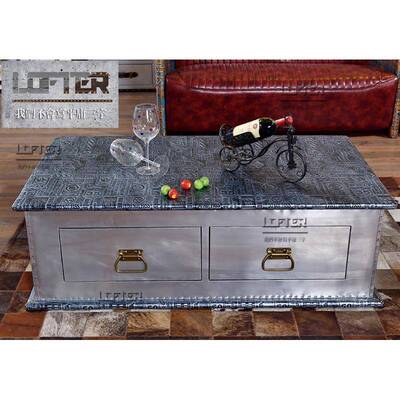 工业性风皮茶铝铆钉金属个书本几VHH酒吧客厅复古做旧创意茶几