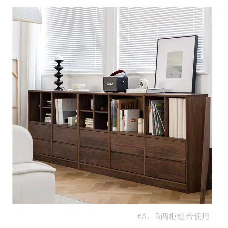 北黑胡桃木实木书31349餐柜边柜自由组合展柜客厅电视柜储美示物