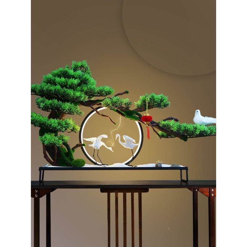 新中式迎客松景微景盆客玄关厅工装饰摆件NWQ酒店软装创意摆件厂