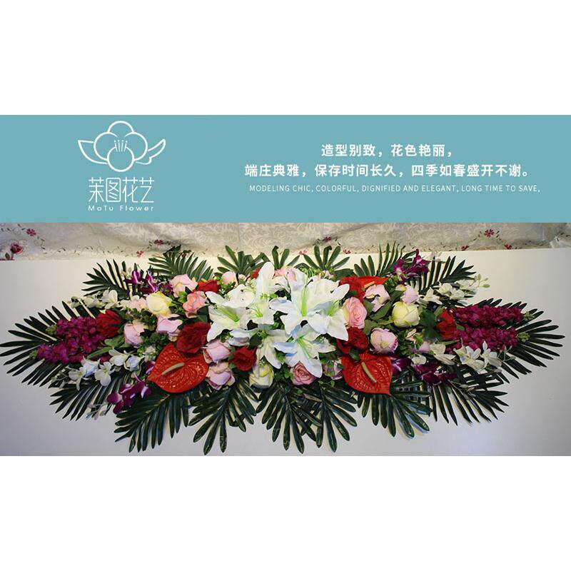 花会花商务花台台绢花摆设装饰ZHB议台花假花桌百合玫瑰包邮