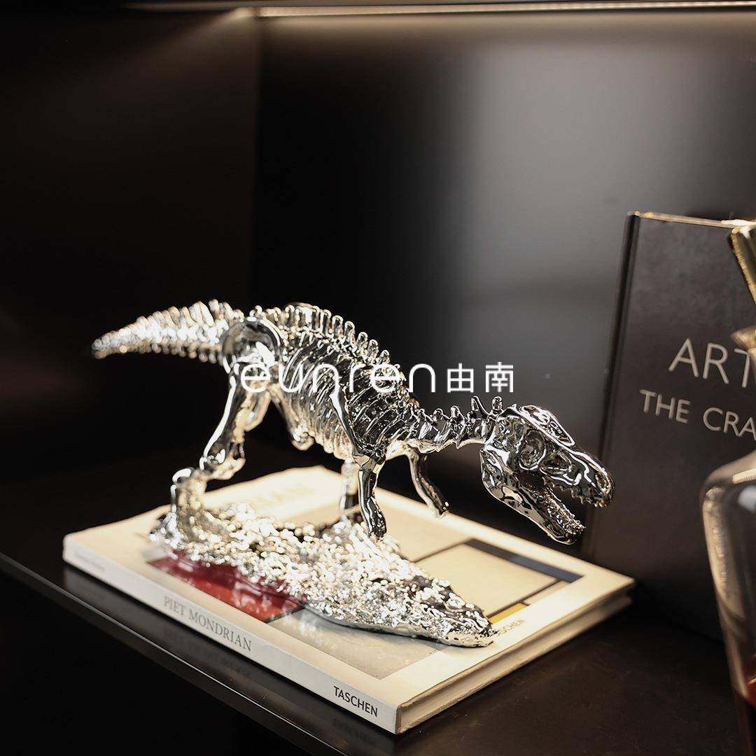 由南现代简约骨意仿真恐龙品化石架树脂工TQS艺家居展示柜创陈列